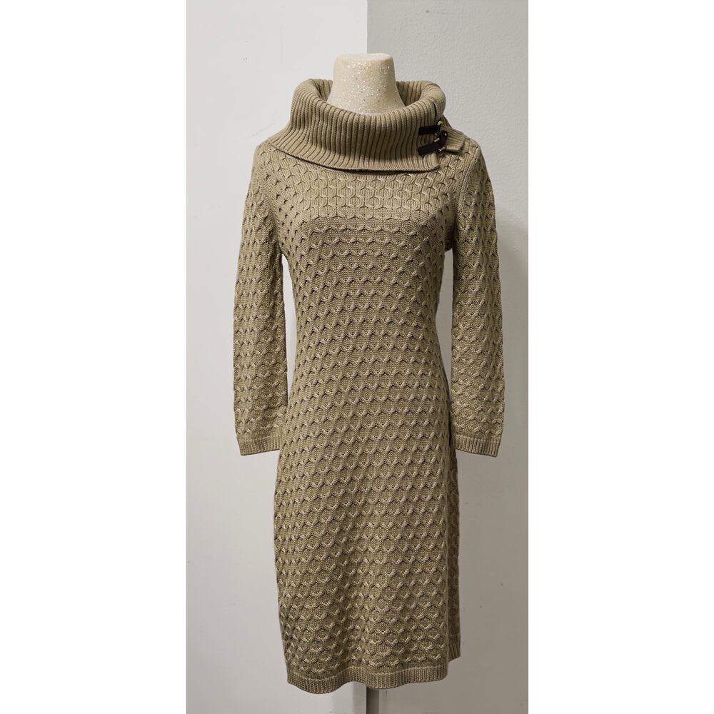 Calvin Klein Womens sweater dress sz S quiet luxury workwear cowl neck cozy chic